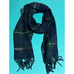Beonon 100% Cashmere Scarf Made in Scotland - Dark Green & Navy Tartan Plaid